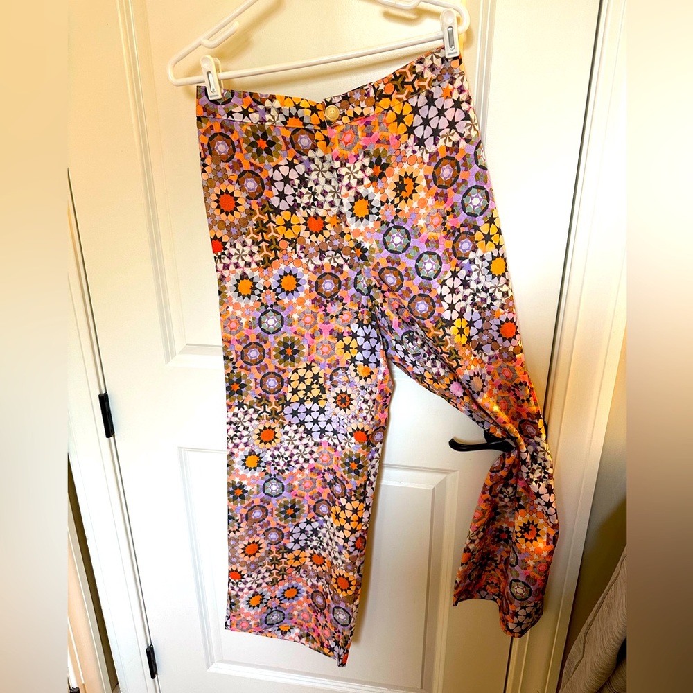 Anthropologie Geometric Kaleidoscope High Rise straight-legged Pants.